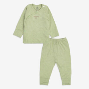 BUBABY- Bộ dài tay cài chéo- Xanh mạ