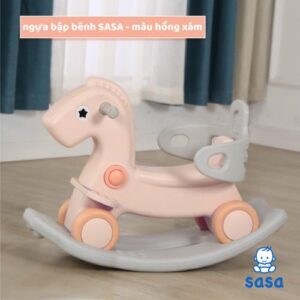 Ngựa bập bênh Sasa màu hồng