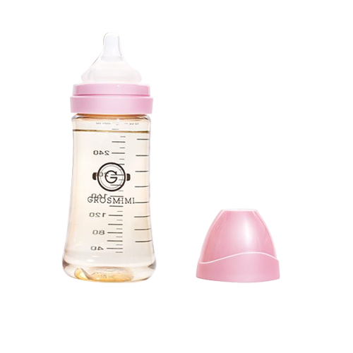 Bình sữa Grosmimi PPSU 300ml và núm ti số 2 dành cho bé từ 5-8 tháng tuổi – màu Hồng