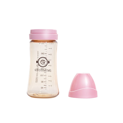 Bình sữa Grosmimi PPSU 300ml (không núm ti) – màu Hồng