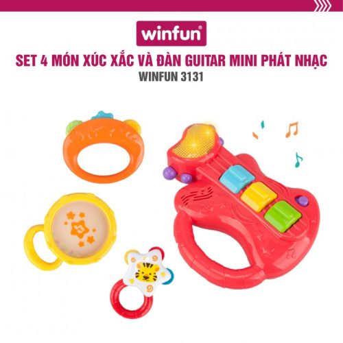 Bộ 3 xúc xắc và đàn Guita mini cầm tay phát nhạc Winfun 3131