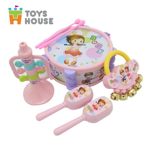 Bộ dụng cụ âm nhạc nhiều món cho bé ToysHouse- Hồng