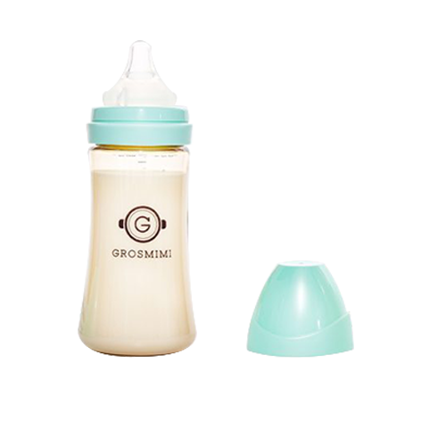 Bình sữa Grosmimi PPSU 300ml và núm ti số 2 dành cho bé từ 5-8 tháng tuổi – màu Aqua Green