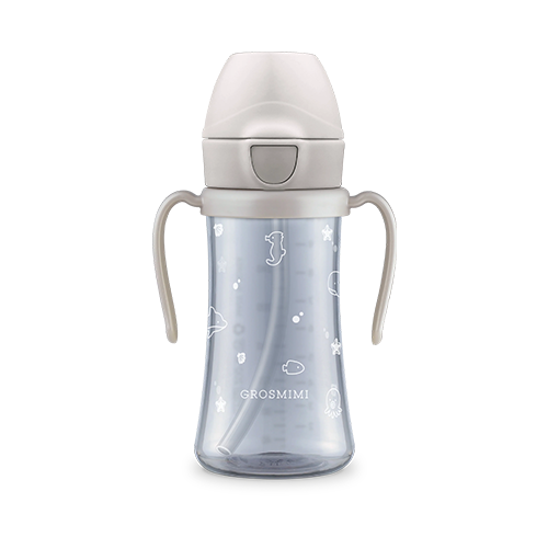 Bình tập uống Grosmimi PPSU Straw Cup Ocean 300ml, Cream Beige