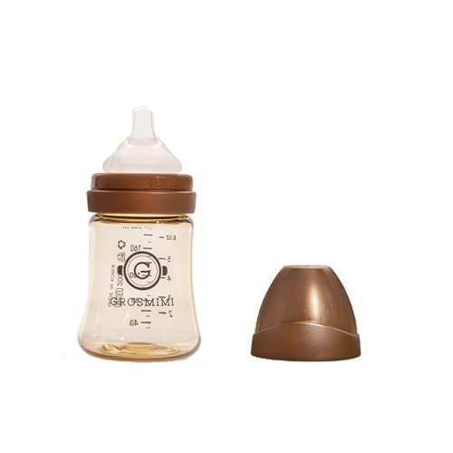 Bình sữa Grosmimi PPSU 200ml và núm ti dành cho bé từ 2-5 tháng tuổi – màu Gold Brown