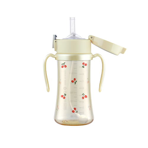Bình tập uống PPSU Cherrish Weighed Straw CUP 300ml – màu Pure Gold