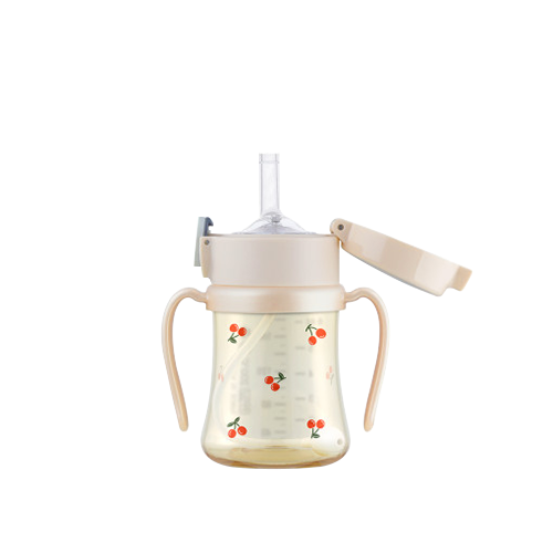 Bình tập uống PPSU Cherrish Weighed Straw CUP 200ml – màu Rose Gold