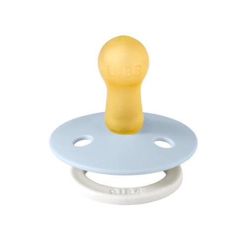 Ty ngậm núm tròn cao su tự nhiên BIBS Pacifier Colour Latex phát quang Size 1 từ 0-6 tháng tuổi, Baby Blue GLOW
