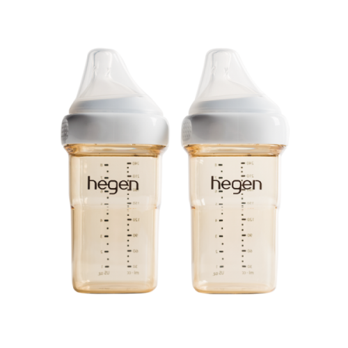 Bộ 2 bình sữa Hegen PPSU 240ml núm ti size M từ 3 – 6 tháng, White