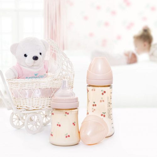 Bộ 2 bình sữa Grosmimi PPSU Cherrish 200ml – màu Rose Gold