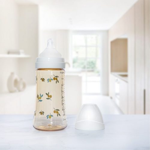 Bình sữa Grosmimi PPSU Olive Feeding Bottle 300ml núm ti dành cho bé 3-5 tháng tuổi – màu Trắng