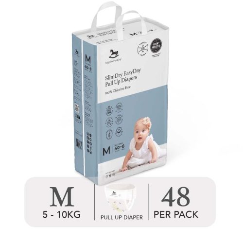 Bỉm tã quần ngày Applecrumby Slimdry Easyday Mega Pull Ups size M – 40+8 miếng (5-10kg)