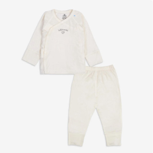 BUBABY- Bộ dài tay cài chéo- Trắng