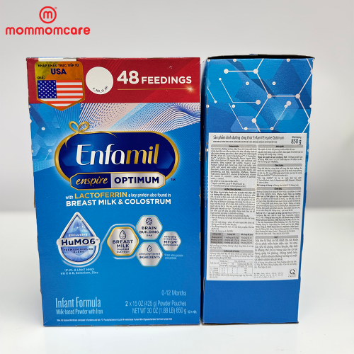 Sữa Enfamil Enspire xanh 0-12 tháng, hộp giấy 850g