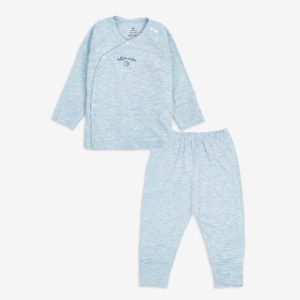 BUBABY- Bộ dài tay cài chéo- Blue