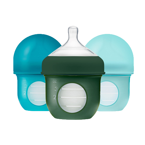 Bộ 3 bình sữa silicone Boon NURSH 118ml, 0 đến 3 tháng, Blue Multi