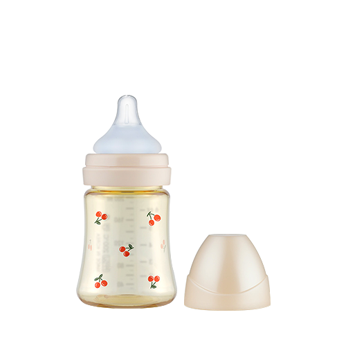 Bình sữa Grosmimi PPSU Cherrish 200ml núm ti số 1 dành cho bé 1-3 tháng tuổi – màu Rose Gold