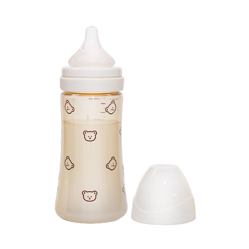 Bình sữa Grosmimi PPSU Dotgom Feeding Bottle 300ml núm ti dành cho bé 3-5 tháng tuổi – màu White