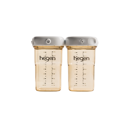 Bộ 2 bình trữ sữa Hegen PPSU 240ml nắp màu trắng