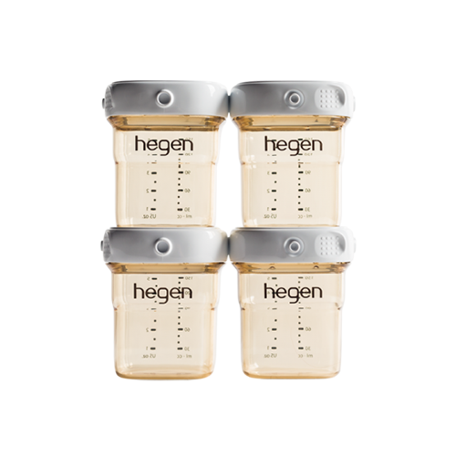 Bộ 4 bình trữ sữa Hegen PPSU 150ml nắp màu trắng