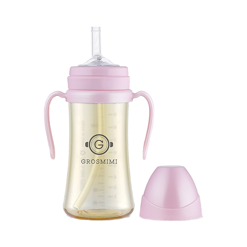 Bình tập uống Grosmimi PPSU Straw Cup 300ml – màu Hồng