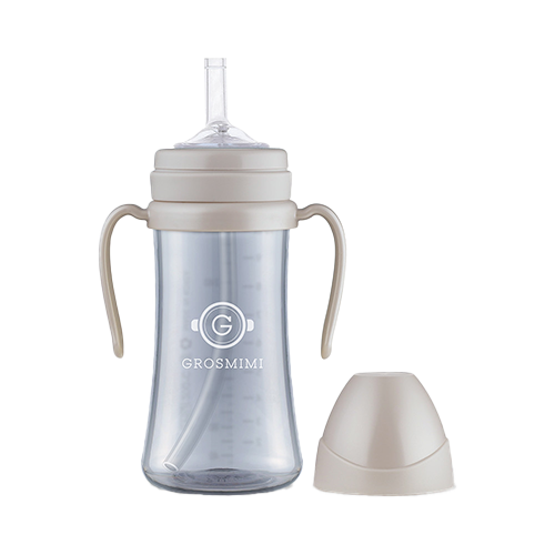 Bình tập uống Grosmimi PPSU Straw Cup 300ml – Dark Cream Beige