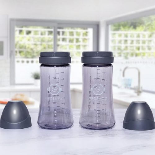 Bộ 2 bình sữa Grosmimi PPSU 300ml (không núm ti) – màu Charcoal