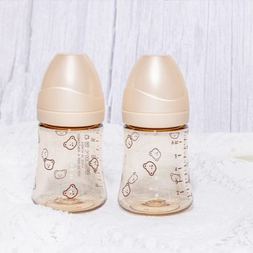 Bộ 2 bình sữa Grosmimi PPSU Dotgom 200ml (không núm ti) – màu Pure Gold