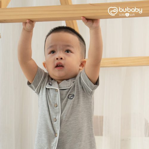 BUBABY-Bộ cộc tay PYJAMAS_ Ghi