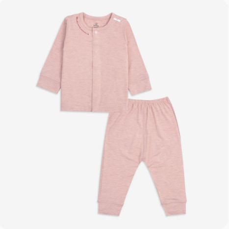 BUBABY- Bộ dài tay cài giữa- Hồng