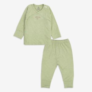 BUBABY- Bộ dài tay cài chéo- Xanh mạ