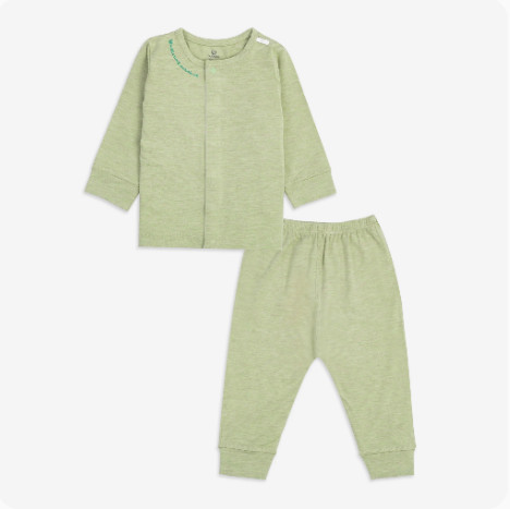 BUBABY- Bộ dài tay cài giữa- Lá mạ