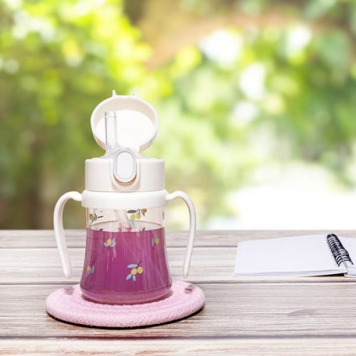 Bình tập uống PPSU Olive Weighed Straw Cup 200ml – màu Trắng