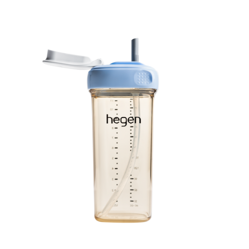 Bình tập uống Hegen Straw cup PPSU 330ml màu xanh dương
