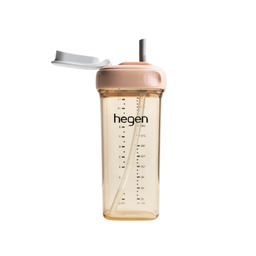 Bình tập uống Hegen Straw cup PPSU 330ml màu hồng