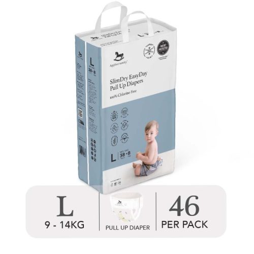 Bỉm tã quần ngày Applecrumby Slimdry Easyday Mega Pull Ups size L – 38+8 miếng (9-14kg)