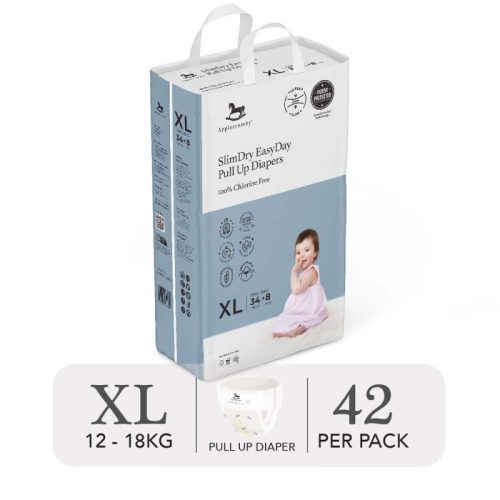 Bỉm tã quần ngày Applecrumby Slimdry Easyday Mega Pull Ups size XL – 34+8 miếng (12-18kg)