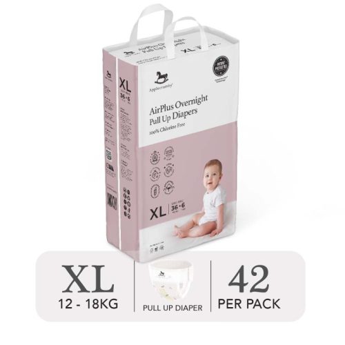 Bỉm tã quần đêm Applecrumby Airplus Overnight Mega Pull Ups size XL – 42 miếng (12 – 18kg)