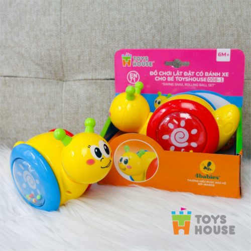 Đồ chơi lật đật có bánh xe cho bé Toyshouse hình ốc sên màu vàng
