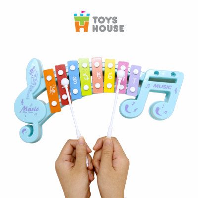 Đồ chơi đàn gõ Xylophone cho bé 8 phím hình nốt nhạc- Toyshouse – màu xanh