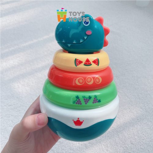 Lật đật kết hợp vòng xúc xắc xếp chồng màu sắc hình khủng long ToysHouse