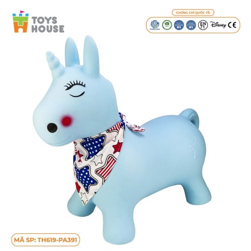 Thú nhún bơm hơi hình kì lân xanh Toys House