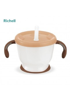 Cốc tập uống nắp be Richell màu nâu