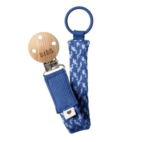 Dây đeo ty ngậm BIBS Pacifier Clip Braided, Cornflower/Dusty Blue