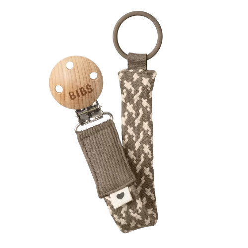 Dây đeo ty ngậm BIBS Pacifier Clip Braided, Dark Oak/Vanilla