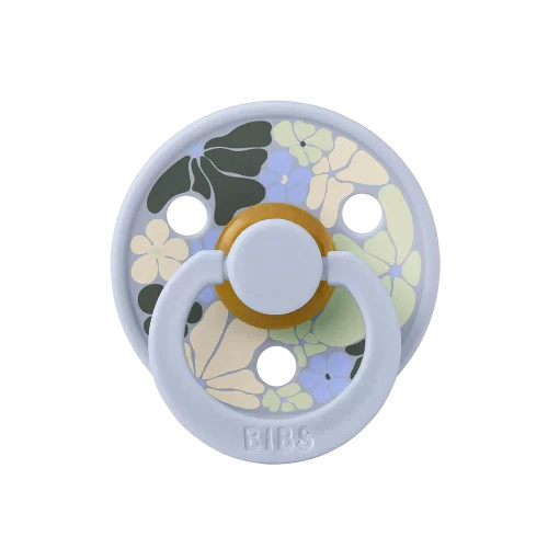 Ty ngậm Núm tròn cao su tự nhiên BIBS Studio Pacifier Colour Flower Child Latex Size 1 (0-6 tháng), Dusty Blue