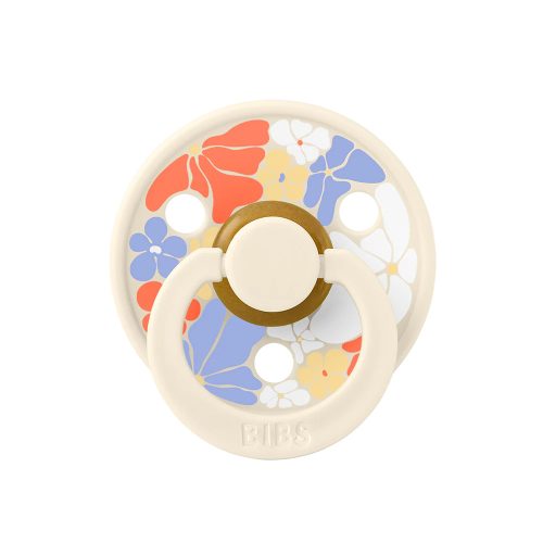 Ty ngậm Núm tròn cao su tự nhiên BIBS Studio Pacifier Colour Flower Child Latex Size 1 (0-6 tháng), Ivory