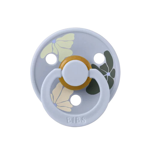 Ty ngậm Núm tròn cao su tự nhiên BIBS Studio Pacifier Colour Morning Bloom Latex Size 1 (0-6 tháng), Dusty Blue