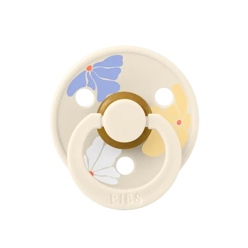 Ty ngậm Núm tròn cao su tự nhiên BIBS Studio Pacifier Colour Morning Bloom Latex Size 1 (0-6 tháng), Ivory