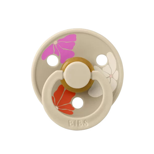 Ty ngậm Núm tròn cao su tự nhiên BIBS Studio Pacifier Colour Morning Bloom Latex Size 1 (0-6 tháng), Vanilla